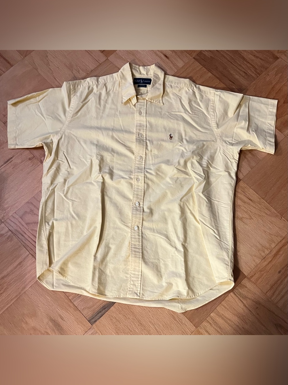 Vintage Ralph Lauren Yellow Short Sleeved Button Down Blake Cotton Shirt